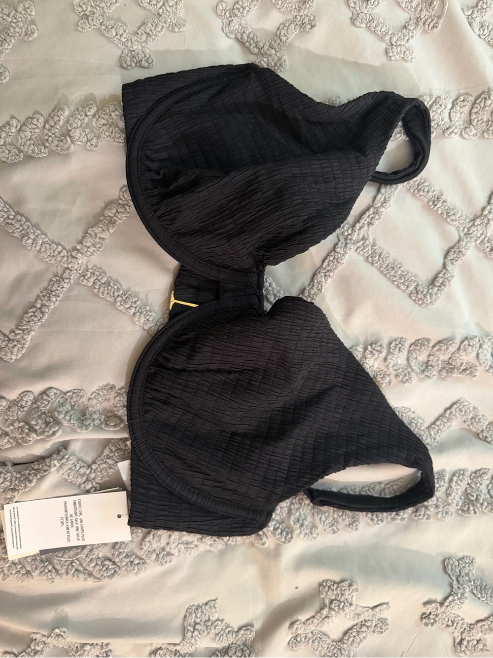 Abercrombie & Fitch Black Textured Underwire Bikini Top Curve love - Picture 4 of 6